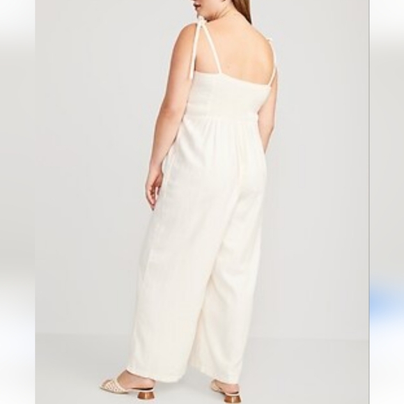 Old Navy Linen-Blend Tie-Shoulder Corset Cami Jumpsuit/  L - Picture 3 of 17